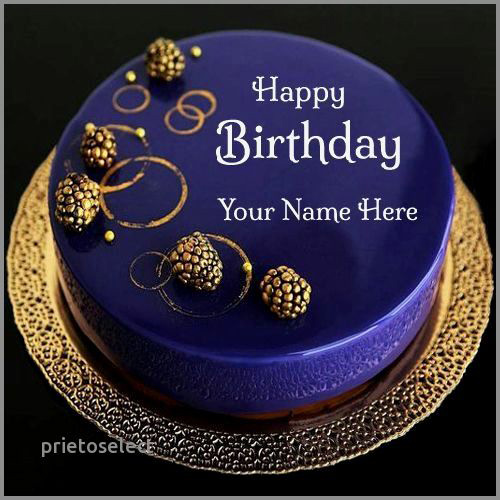 کیک تولد مردانه عاشقانه لاکچری سرمه ای و طلایی