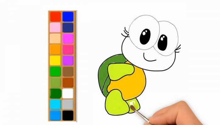 آموزش گام به گام نقاشی لاک پشت به کودکان