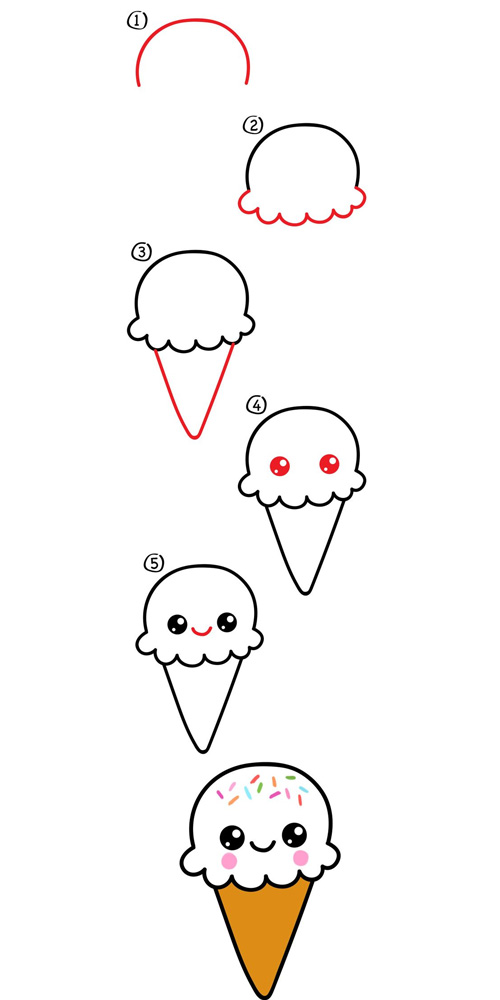 چگونه نقاشی بستنی قیفی بکشیم