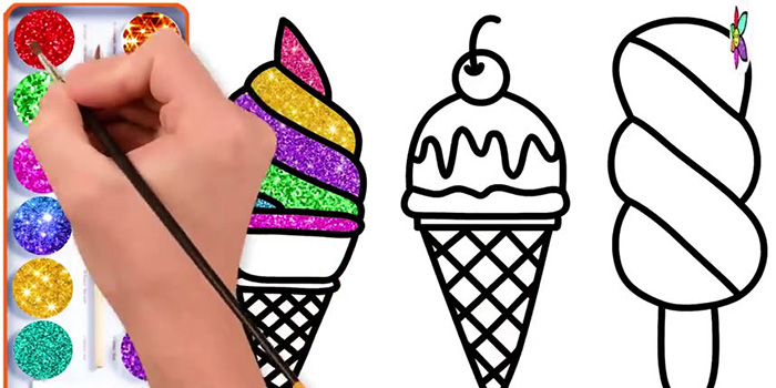 آموزش کشیدن نقاشی بستنی قیفی برای کودکان