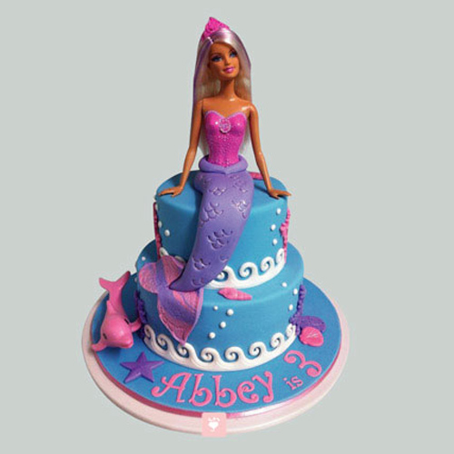 مدل کیک تولد دخترانه عروسکی تم پری دریایی