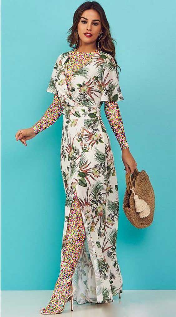 مدل لباس ساحلی گلدار بلند
