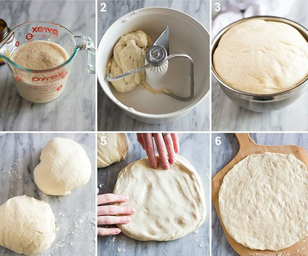 مراحل آماده سازی خمیر پیتزا بدون خمیر مایه