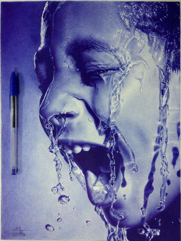 نقاشی با خودکار آبی