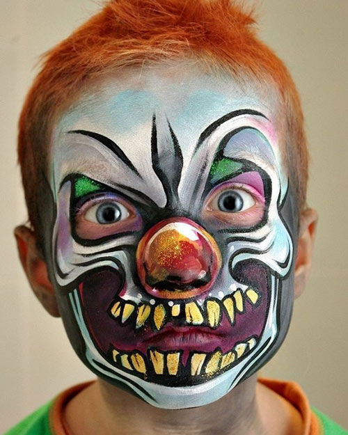 نقاشی ترسناک روی صورت کودکان پسرانه