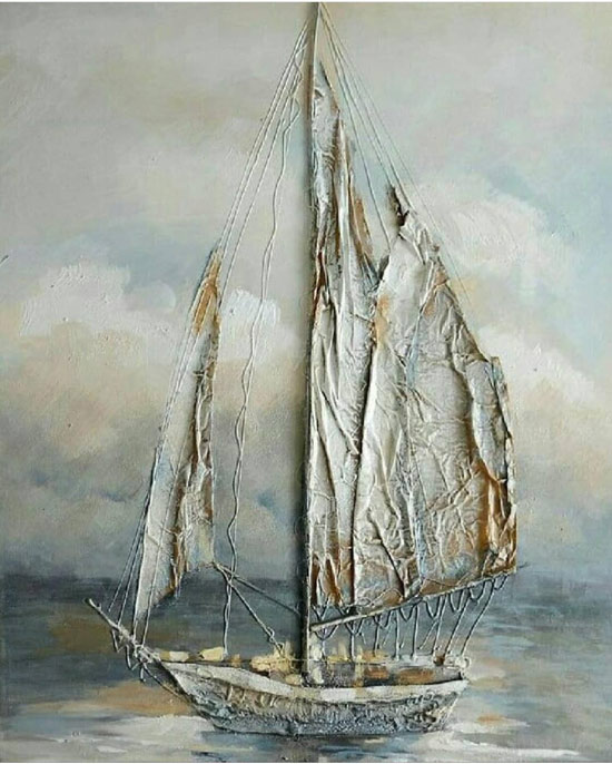 نقاشی برجسته قایق بادبانی