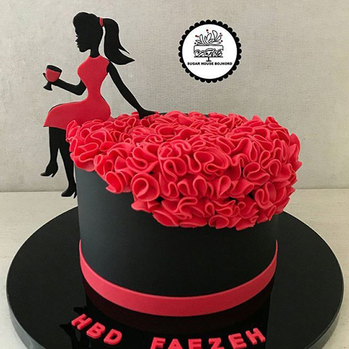 کیک تولد دخترانه قرمز و سیاه