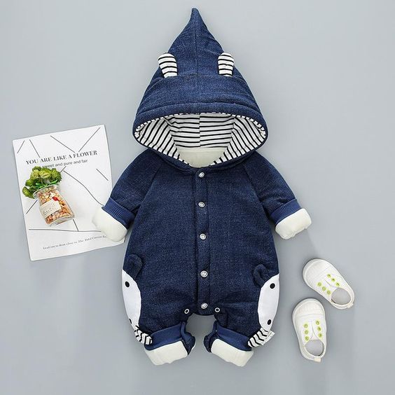 لباس جین سرهمی زمستانی نوزاد اسپرت