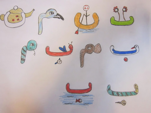 نقاشی حروف الفبا فارسی کلاس اول
